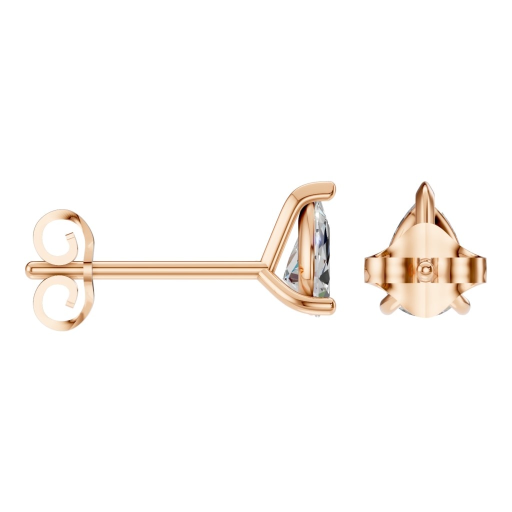 THE ZIOR EA-8975 – Tropfenschliff, Roségold, Schrägansicht, Designvisualisierung mit Steinbesatz