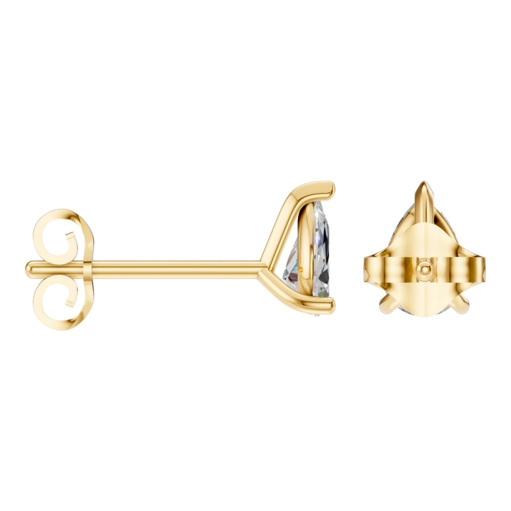 THE ZIOR EA-8975 – Tropfenschliff, Gelbgold, Schrägansicht, Designvisualisierung mit Steinbesatz