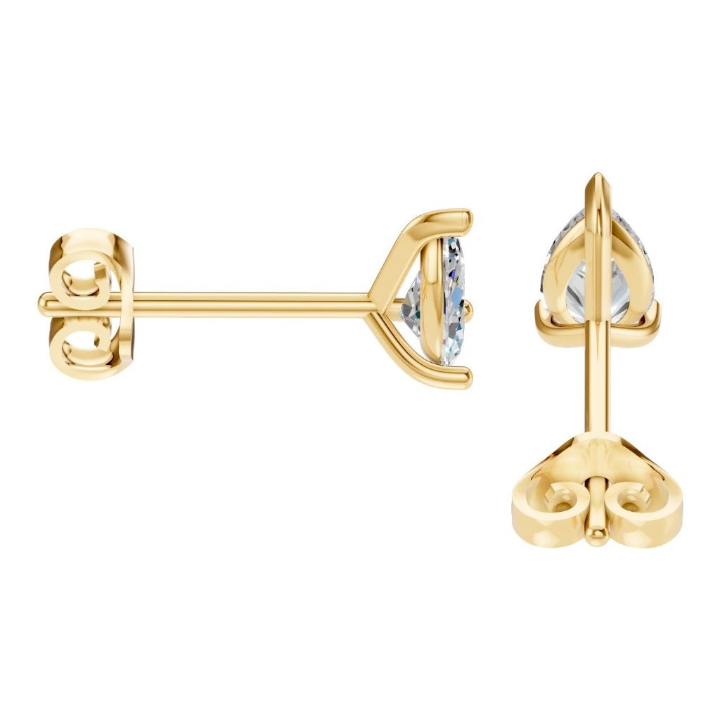 THE ZIOR EA-8975 – Tropfenschliff, Gelbgold, Seitenansicht, Designvisualisierung mit Steinbesatz