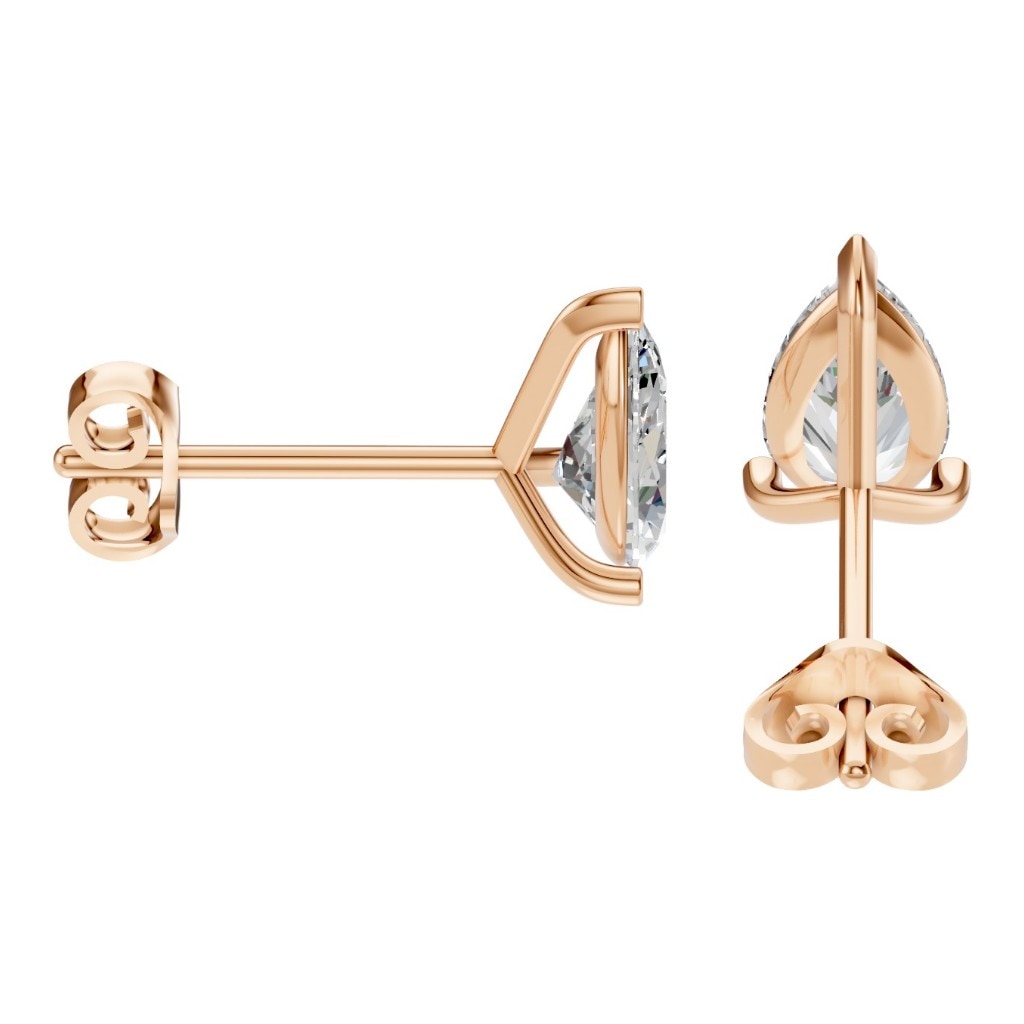 THE ZIOR EA-8975 – Tropfenschliff, Roségold, Seitenansicht, Designvisualisierung mit Steinbesatz