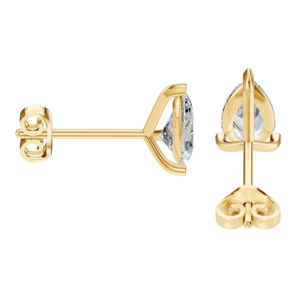 THE ZIOR EA-8975 – Tropfenschliff, Gelbgold, Seitenansicht, Designvisualisierung mit Steinbesatz