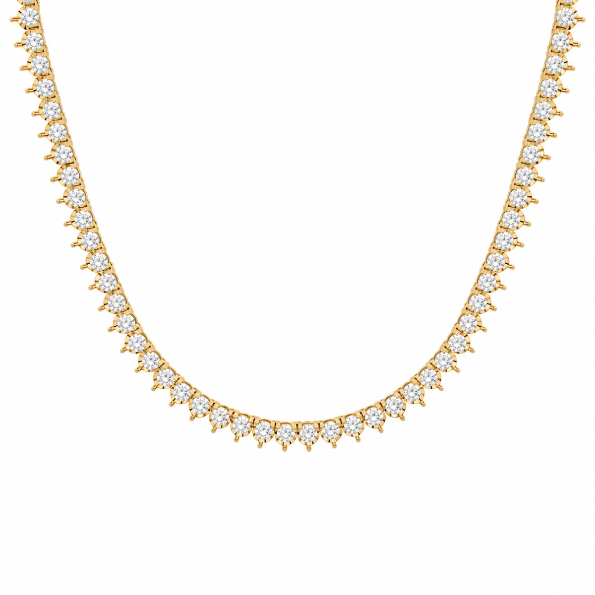 Tennis-Kette 3,4 mm mit Naturdiamanten in Gelbgold – KI-Besatzvisualisierung