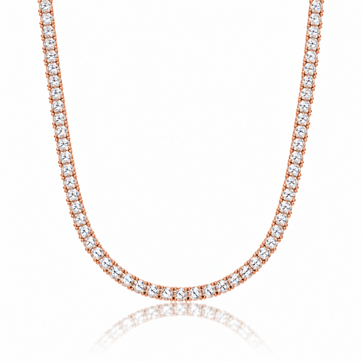 Naturdiamant-Tennis-Kette 3 mm in Roségold – KI-Farbvisualisierung