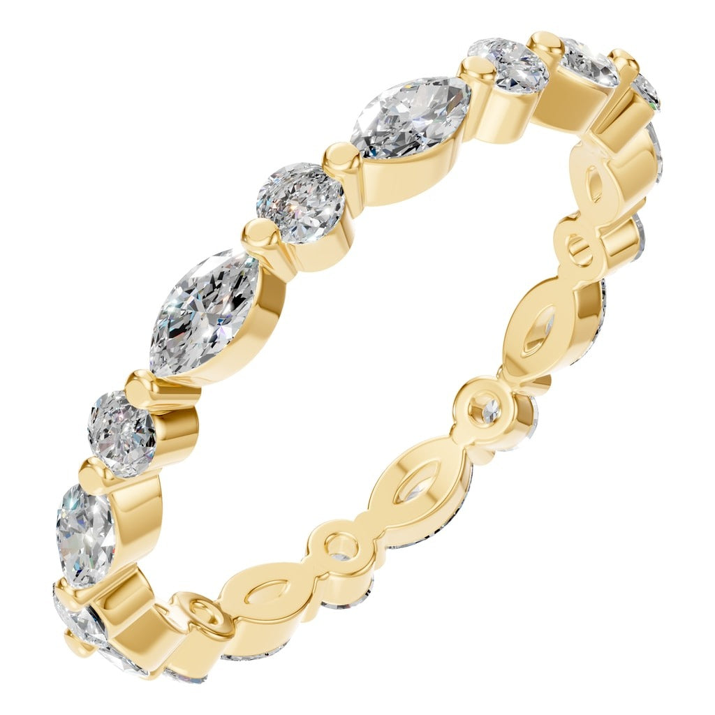 Marquise & Round Lab Diamond Eternity Ring – ca. 0.72 ct | RI-1635 – Gelbgold mit Steinbesatz