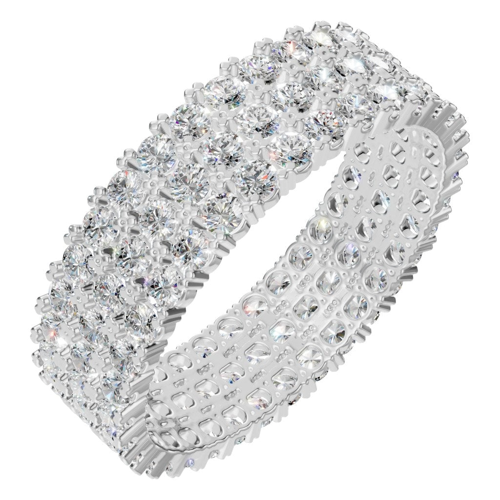 Round Lab Diamond Triple Row Eternity Ring – ca. 2.04 ct | RI-2472 – Weißgold mit Steinbesatz