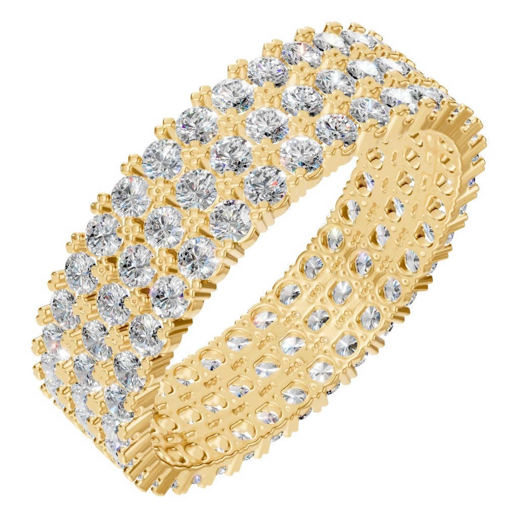 Round Lab Diamond Triple Row Eternity Ring – ca. 2.04 ct | RI-2472 – Gelbgold mit Steinbesatz