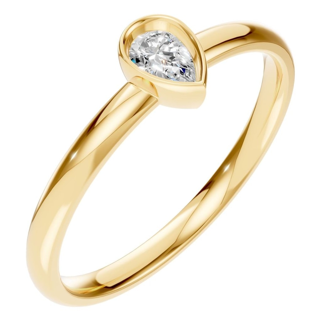 Pear Lab Diamond Bezel Solitaire Ring – ca. 0,15 ct | RI-3049 – Ring mit gefasstem Stein