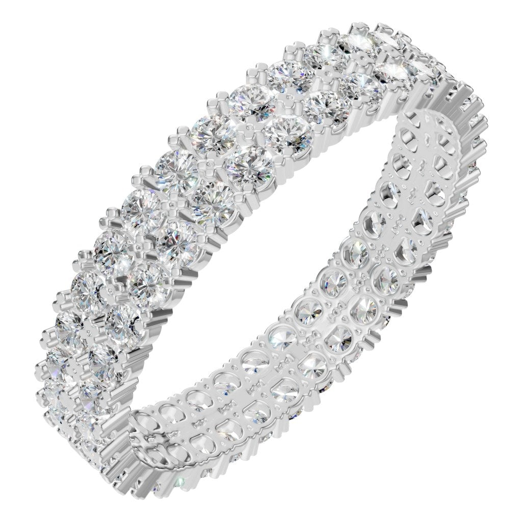Round Lab Diamond Double Row Eternity Ring – ca. 1.36 ct | RI-6034 – Weißgold mit Steinbesatz