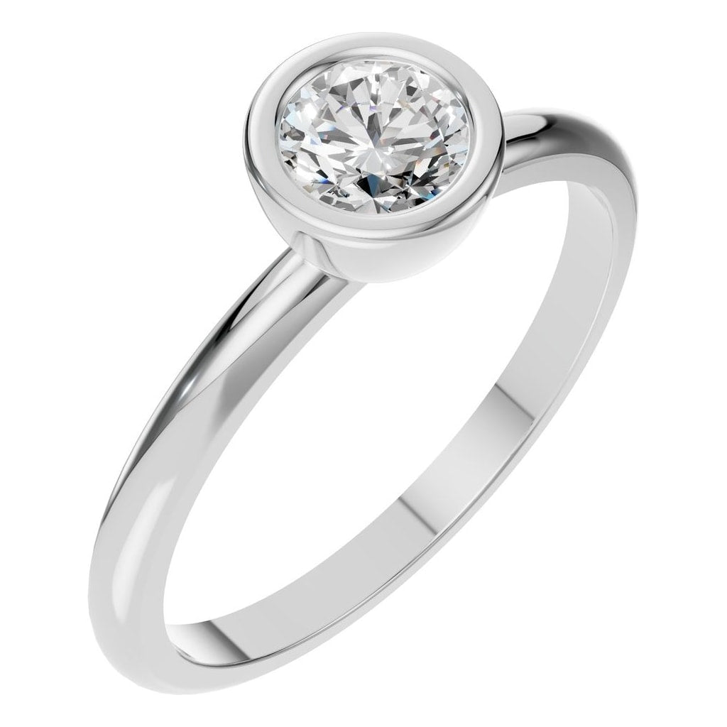 Round Lab Diamond Bezel Solitaire Ring – ca. 0,5 ct | RI-8587 – Ring mit gefasstem Stein
