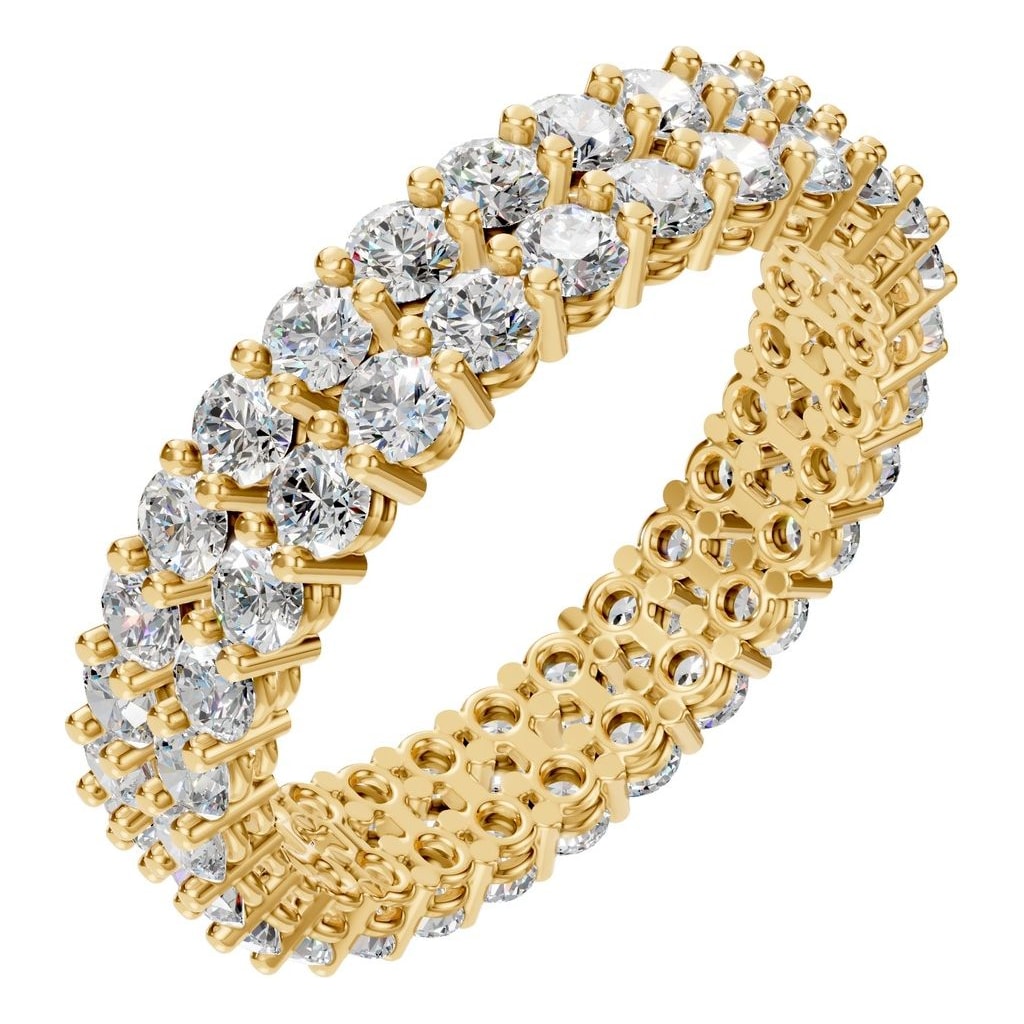 Round Lab Diamond Double Row Eternity Ring – ca. 1.28 ct | RI-8965 – Gelbgold mit Steinbesatz