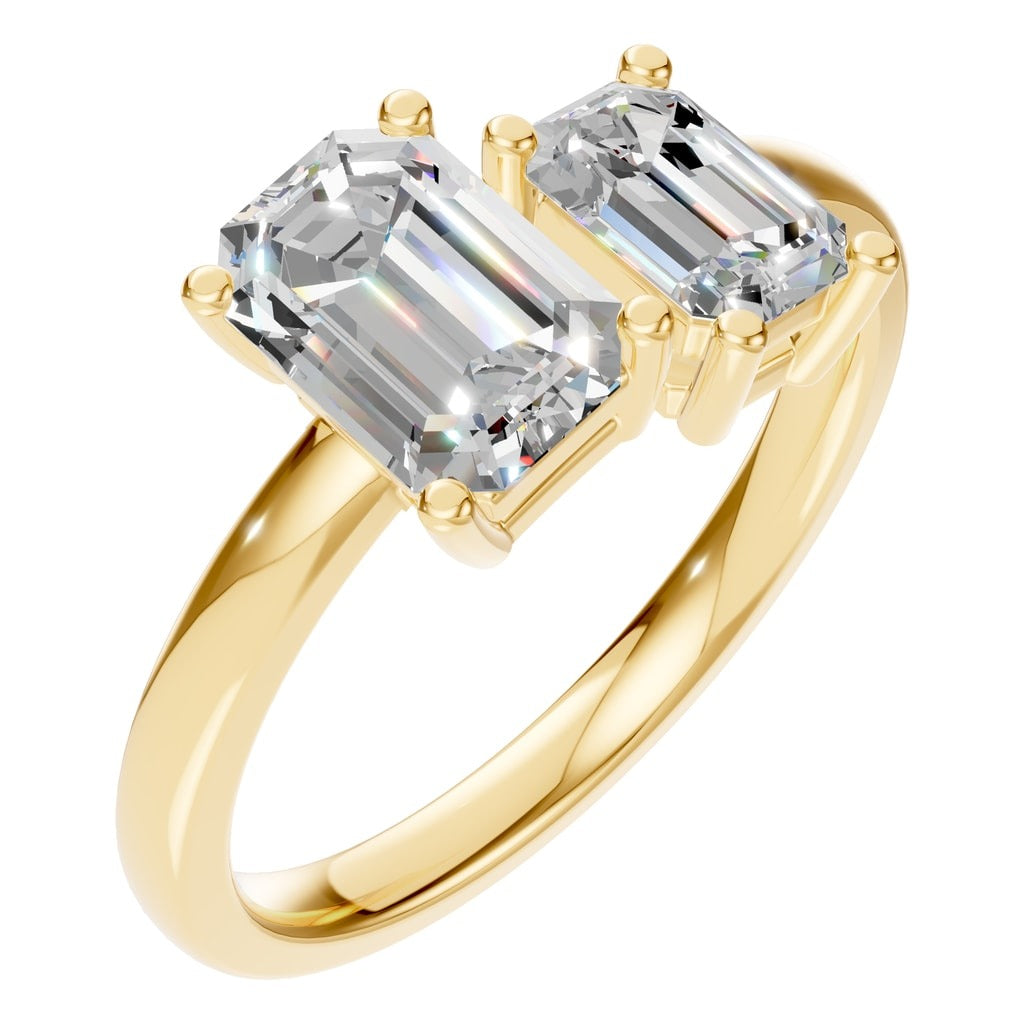 Emerald Lab Diamond Two Stone Ring – ca. 1 ct | RI-9996 – Ring mit gefasstem Stein