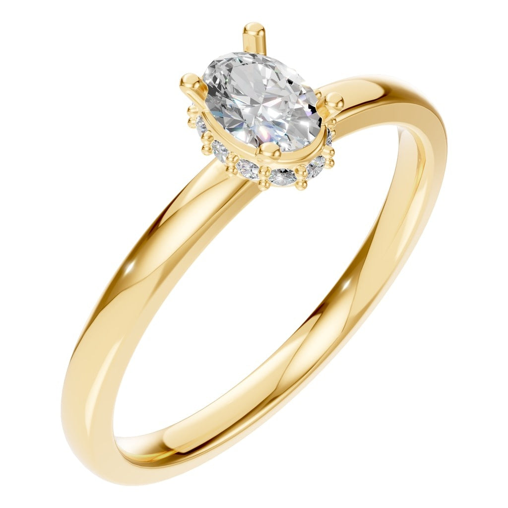Oval Lab Diamond Hidden Halo Ring – ca. 0,3 ct | RI-9998 – Ring mit gefasstem Stein
