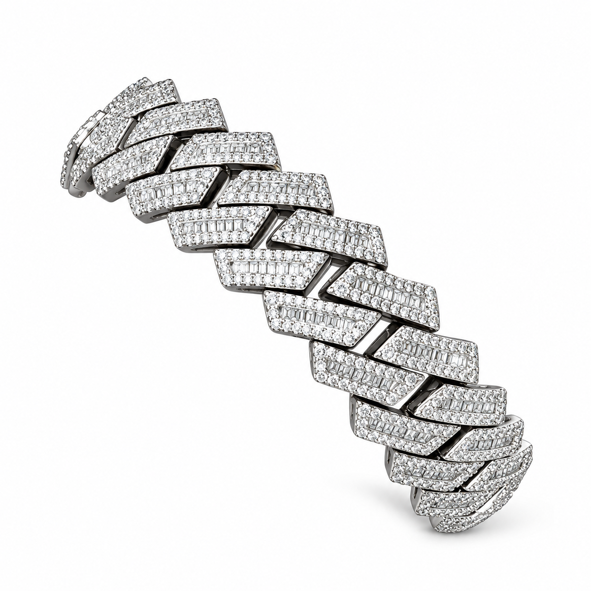 18mm Baguette Prong Moissanite Cuban Bracelet – Ansicht 2
