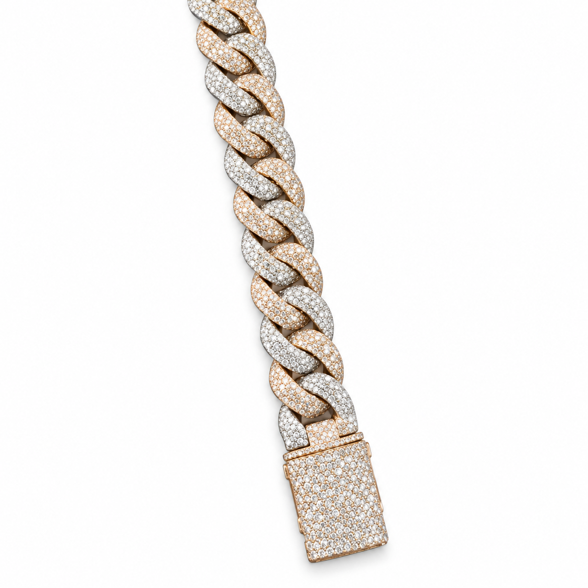 20mm Two Tone Bubble Moissanite Cuban Bracelet – weißer Hintergrund