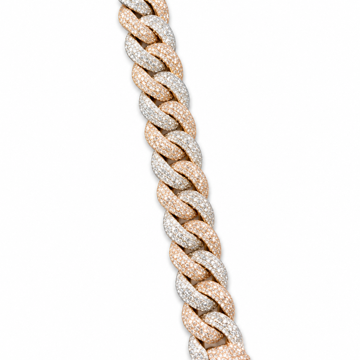 20mm Two Tone Bubble Moissanite Cuban Bracelet – weißer Hintergrund, Ansicht 2
