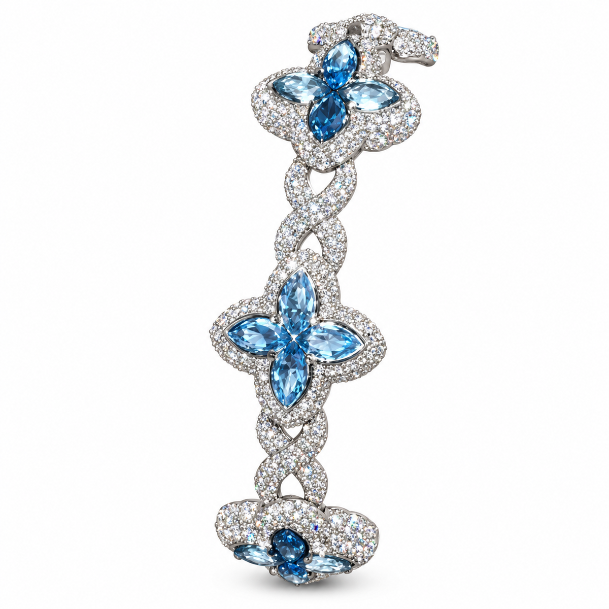 Aquamarine Marquise Infinity Moissanite Bracelet – weißer Hintergrund, Ansicht 2