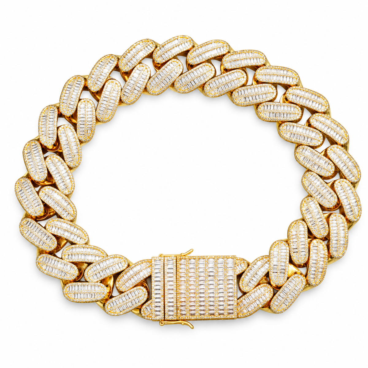 40mm Double Row Moissanite Cuban Bracelet – weißer Hintergrund, Ansicht 2