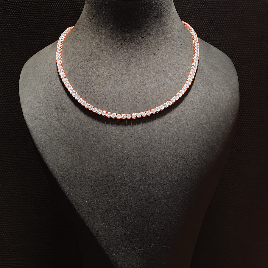 Moissanite classique - Chaîne tennis en or rose