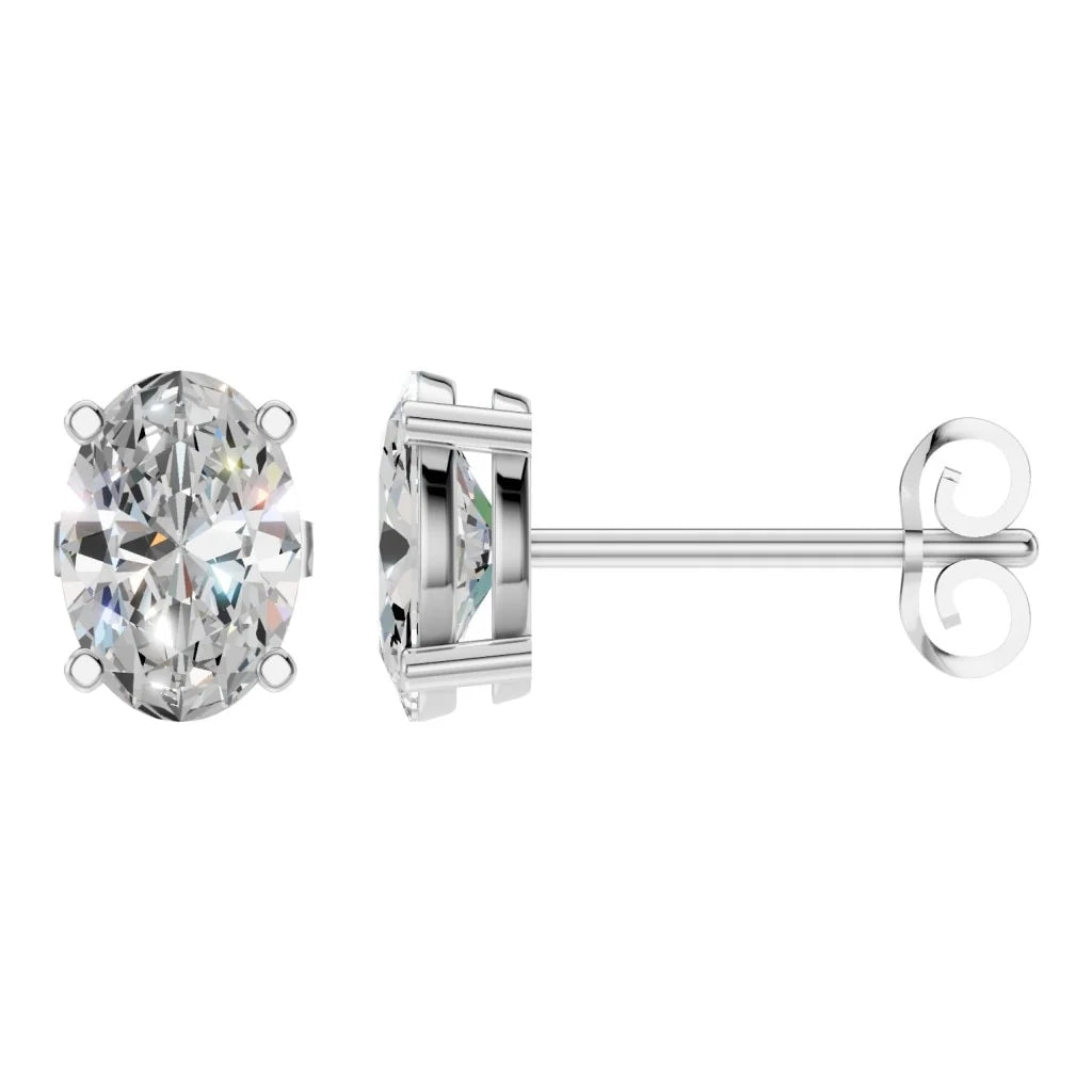 Oval Lab Diamond Solitaire Stud Earrings – ca. 2.40 ct