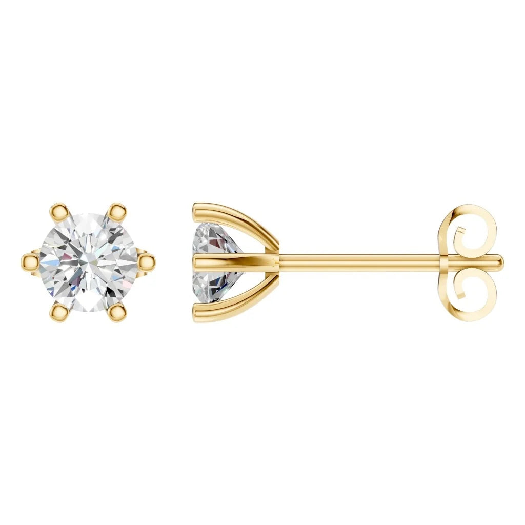 Round Lab Diamond Solitaire Stud Earrings – ca. 1 ct | Gelbgold