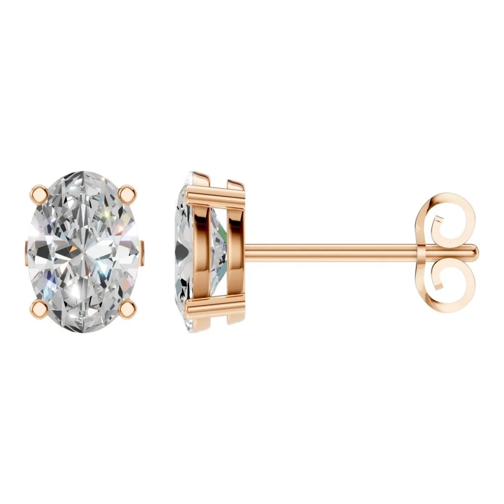 Oval Lab Diamond Solitaire Stud Earrings – ca. 2.40 ct