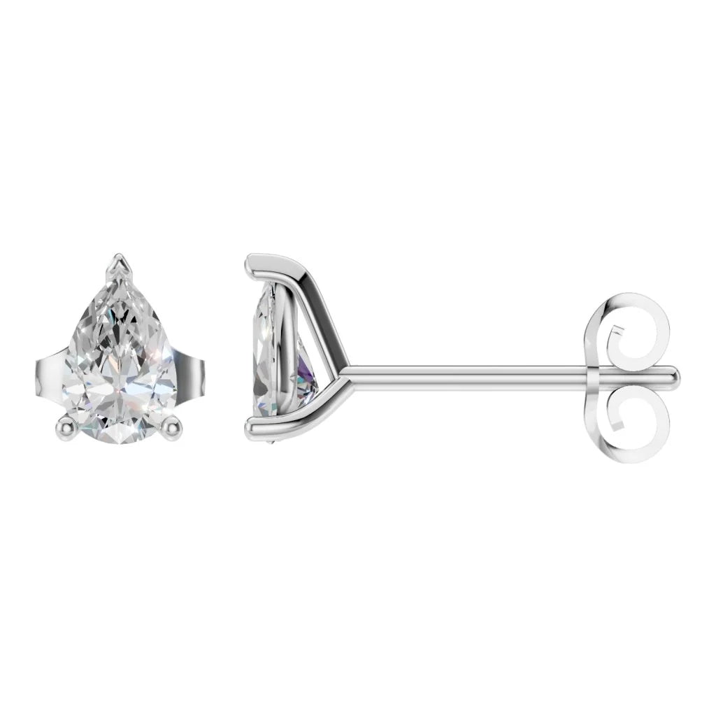 Pear Lab Diamond Solitaire Stud Earrings – ca. 1 ct