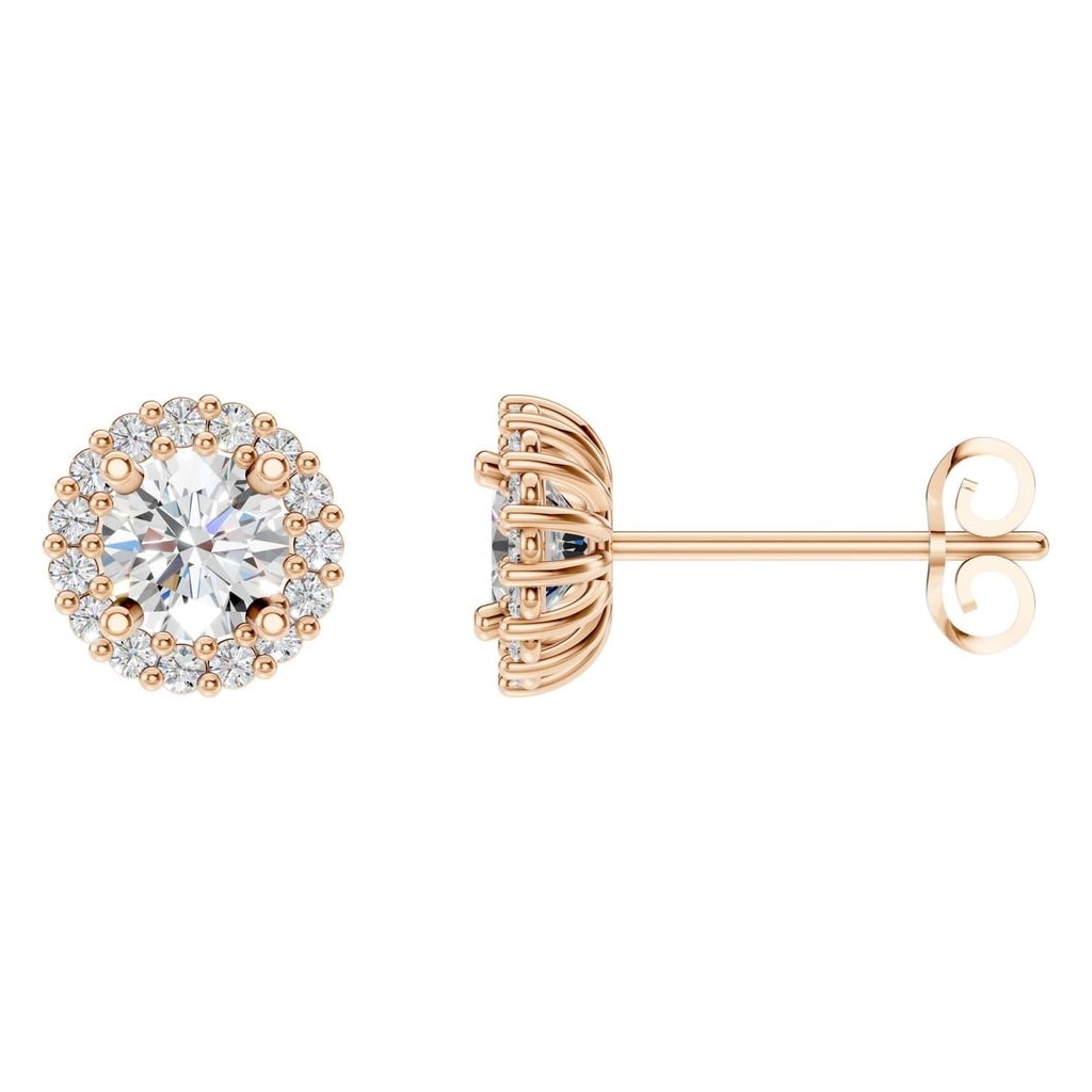 Lab-Diamond Halo-Ohrringe – Rund | EA-0688 – Designansicht