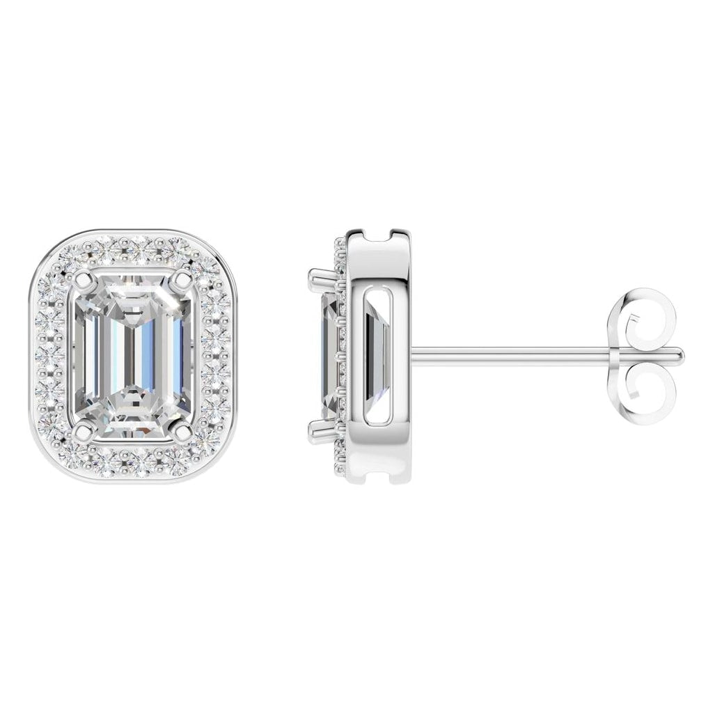 Lab-Diamond Halo-Ohrringe – Emerald | EA-3305 – Designansicht