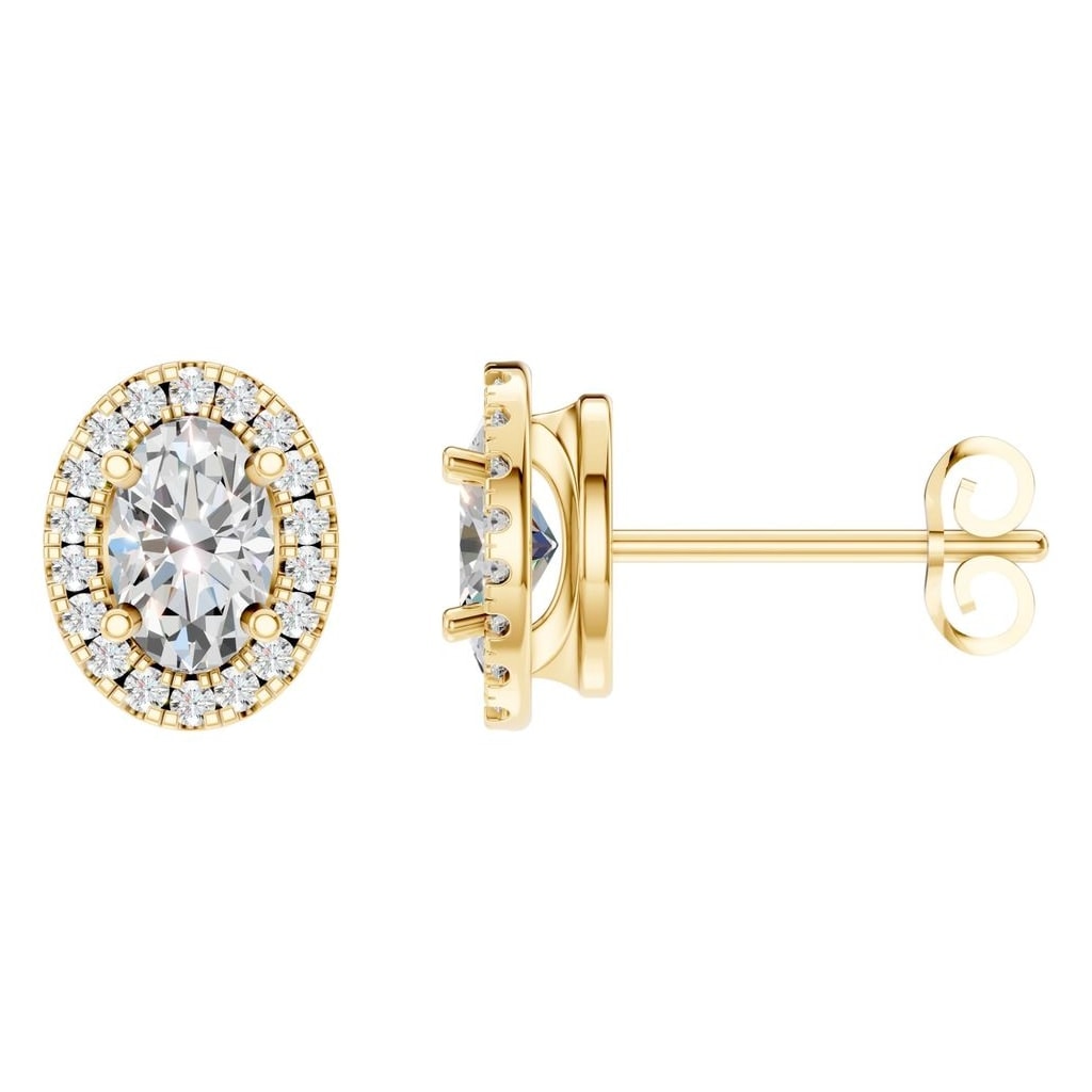 Lab-Diamond Halo-Ohrringe – Oval | EA-5063 – Designansicht
