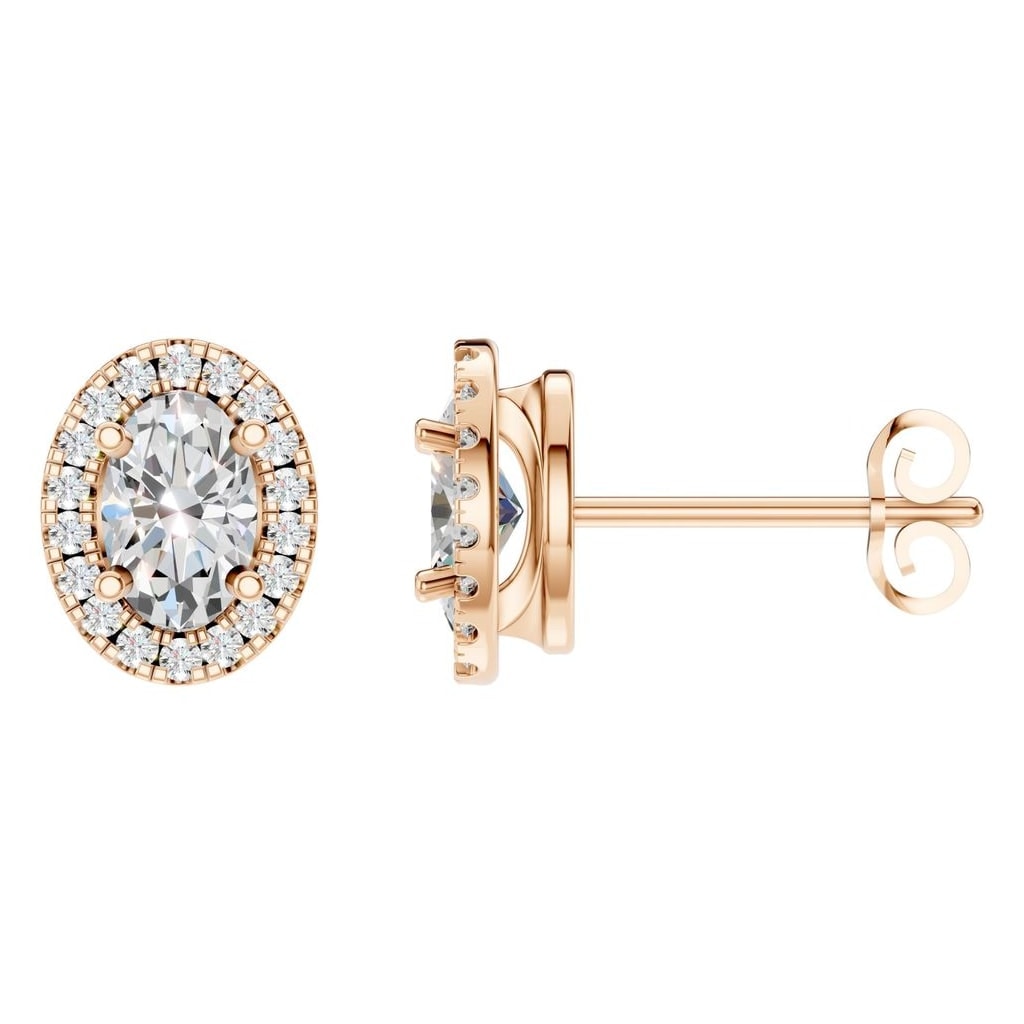 Lab-Diamond Halo-Ohrringe – Oval | EA-5063 – Designansicht