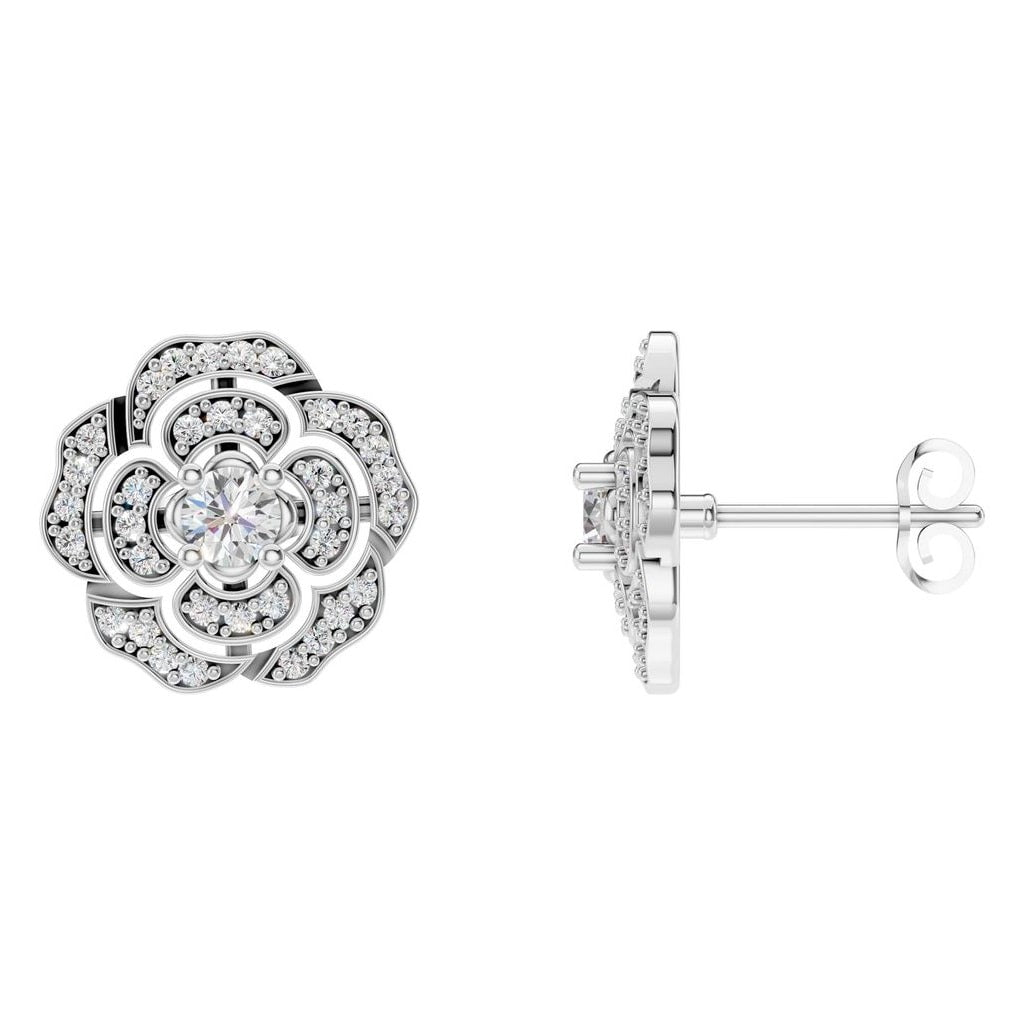 Lab-Diamond Halo-Ohrringe – Rund | EA-5990 – Designansicht