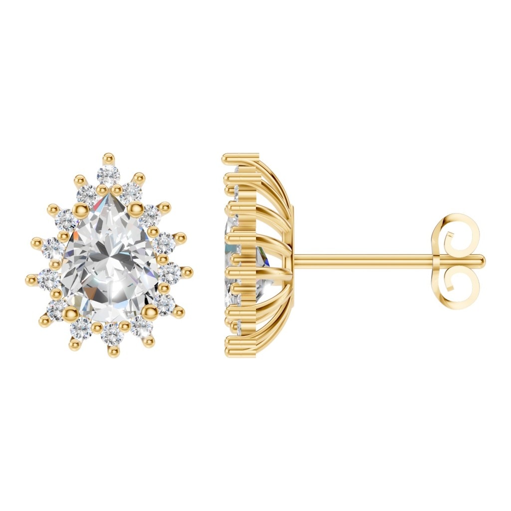 Lab-Diamond Halo-Ohrringe – Tropfen | EA-8106 – Designansicht