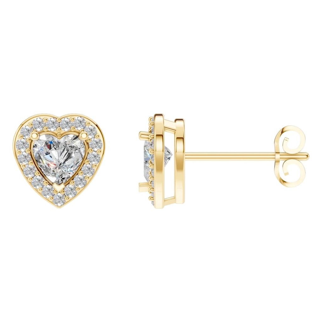 Lab-Diamond Halo-Ohrringe – Herz | EA-8558 – Designansicht