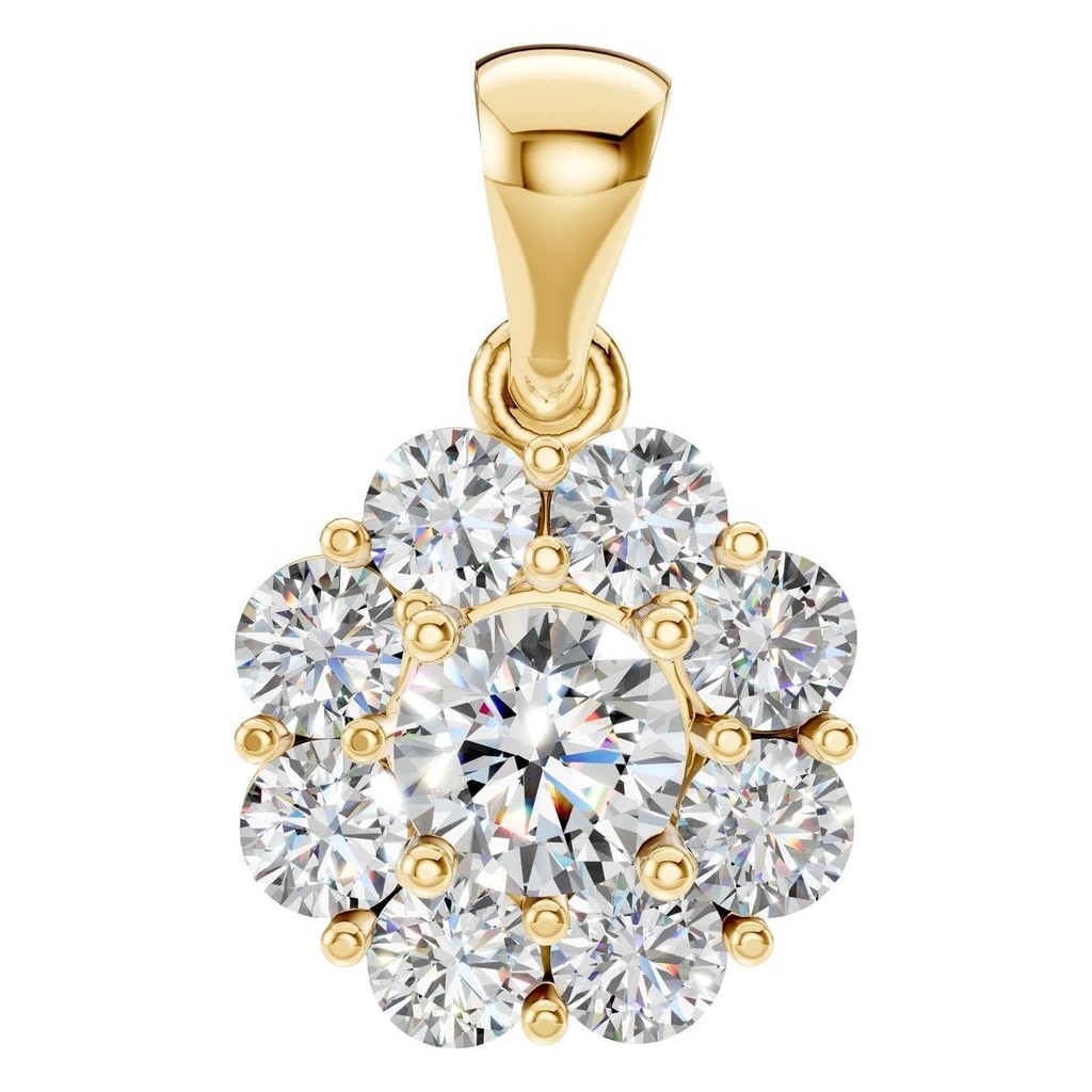 THE ZIOR PE-0223 Round Cluster – Gelbgold mit Diamantbesatz