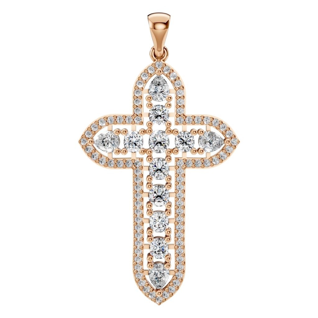 THE ZIOR PE-0644 Cushion Cross – Roségold mit Diamantbesatz