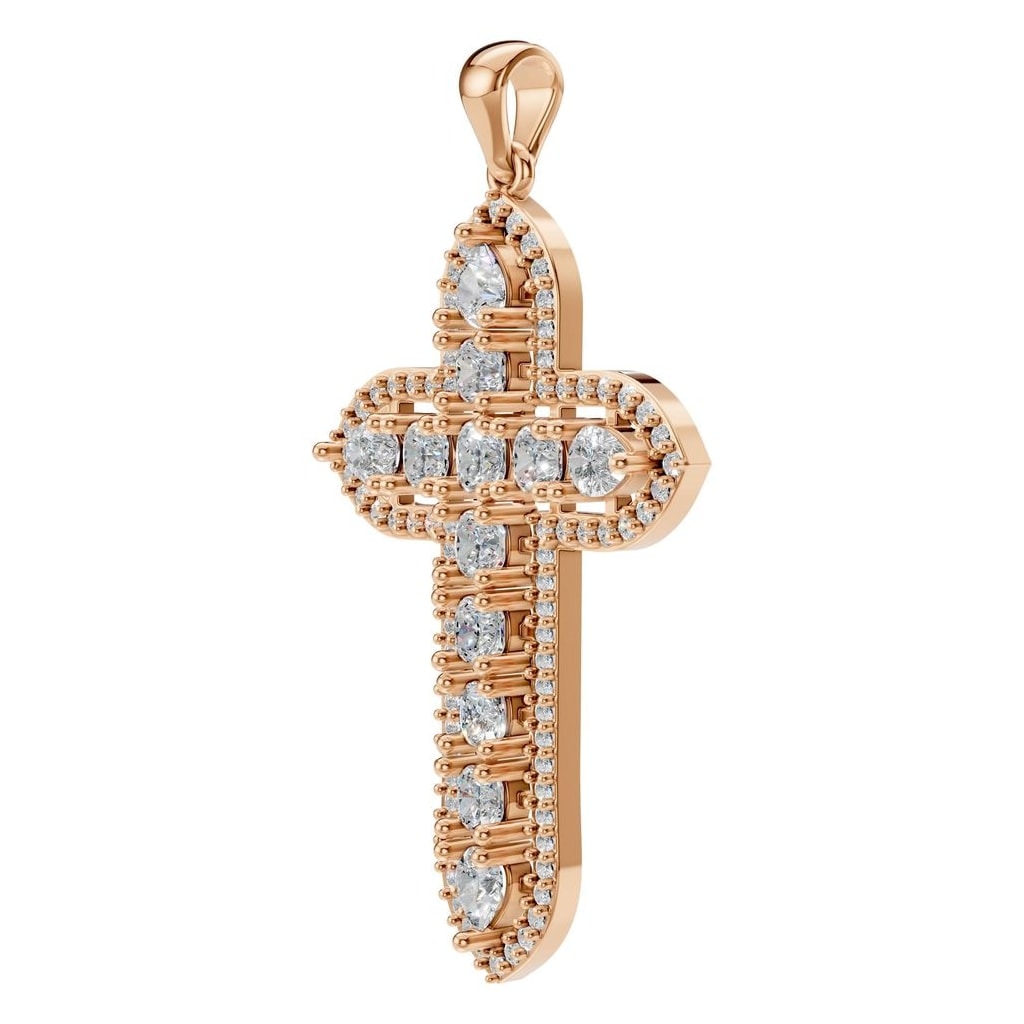 THE ZIOR PE-0644 Cushion Cross – Roségold mit Diamantbesatz