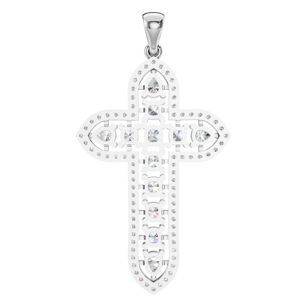 THE ZIOR PE-0644 Cushion Cross – Weißgold mit Diamantbesatz