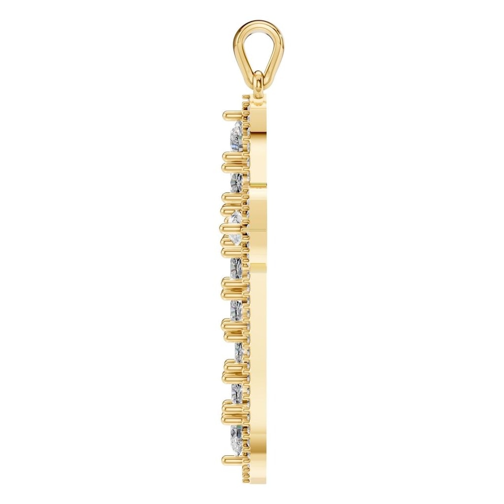 THE ZIOR PE-0644 Cushion Cross – Gelbgold mit Diamantbesatz