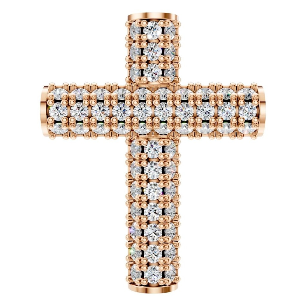 THE ZIOR PE-1518 Round Cross – Roségold mit Diamantbesatz
