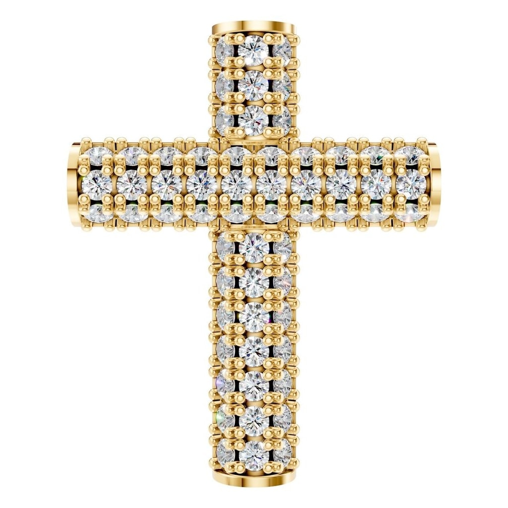 THE ZIOR PE-1518 Round Cross – Gelbgold mit Diamantbesatz