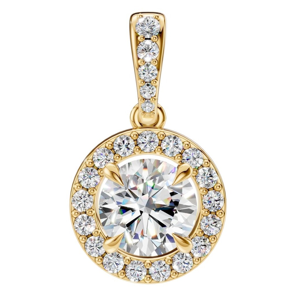 THE ZIOR PE-2296 Round Accented Halo – Gelbgold mit Diamantbesatz