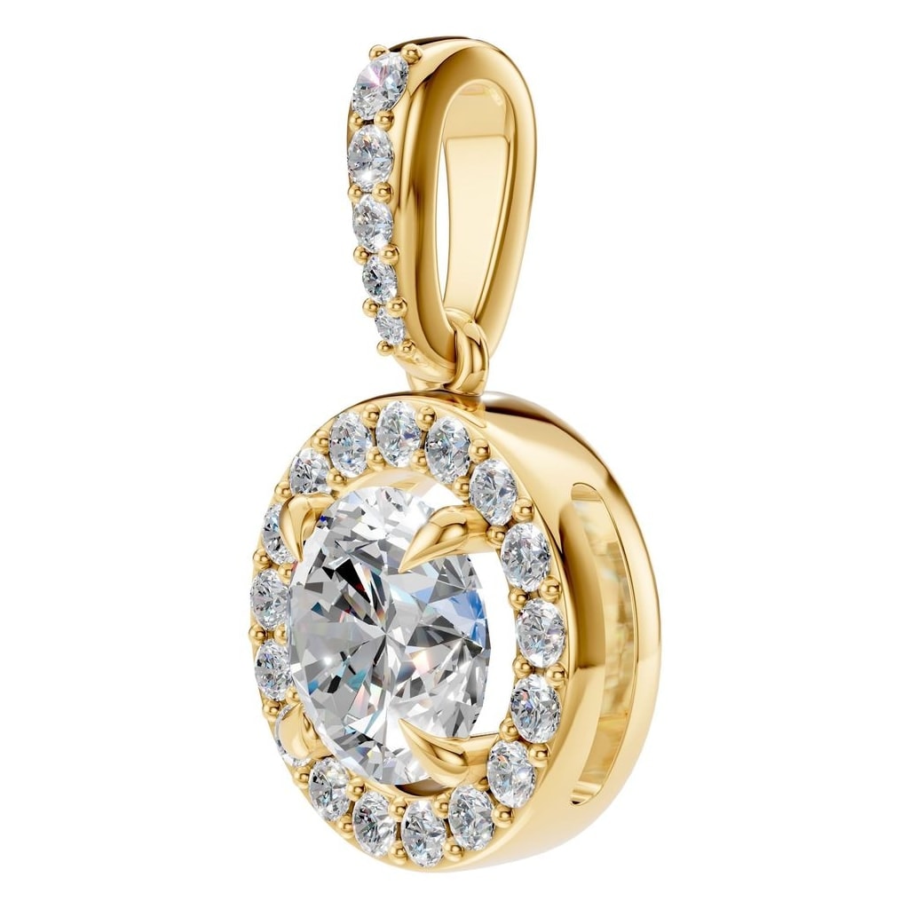 THE ZIOR PE-2296 Round Accented Halo – Gelbgold mit Diamantbesatz