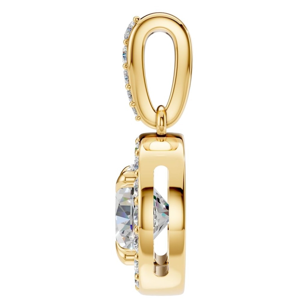 THE ZIOR PE-2296 Round Accented Halo – Gelbgold mit Diamantbesatz