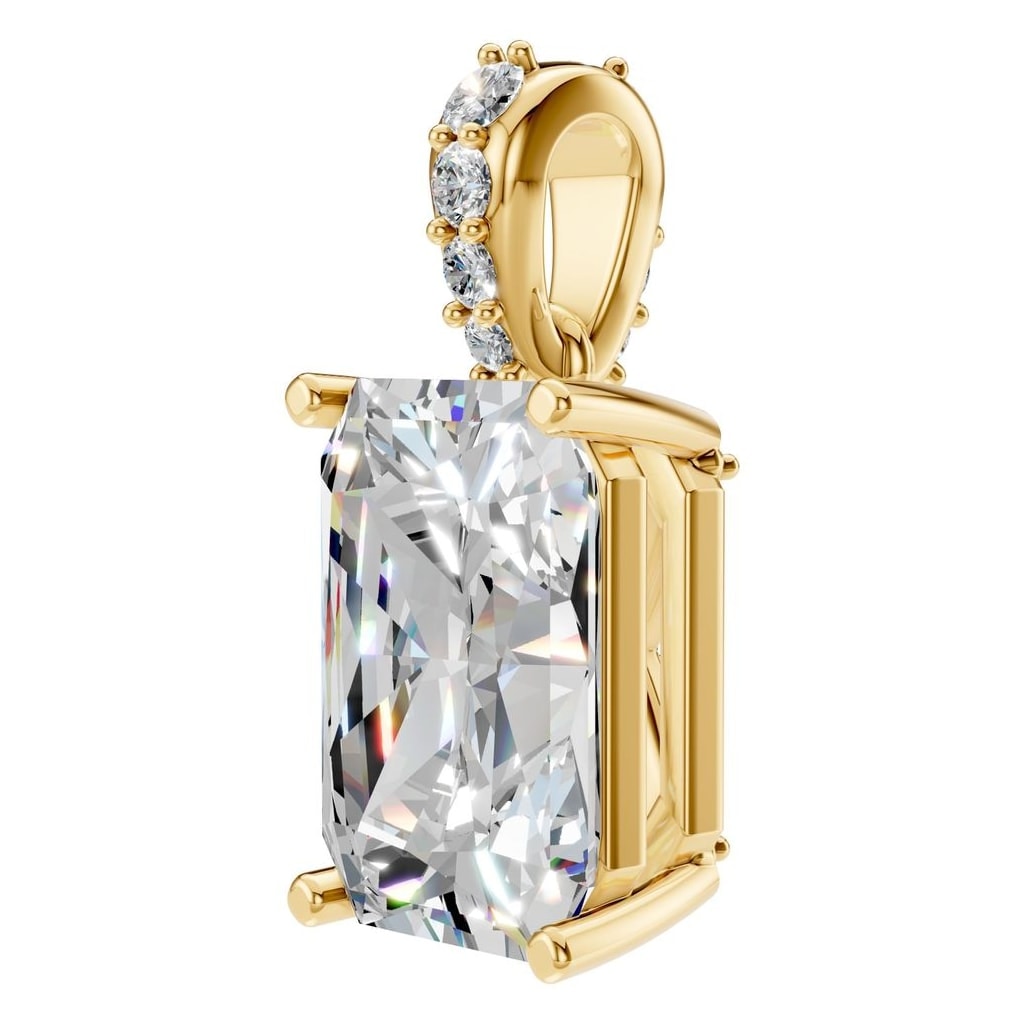 THE ZIOR PE-2878 Emerald Accented Solitaire – Gelbgold mit Diamantbesatz
