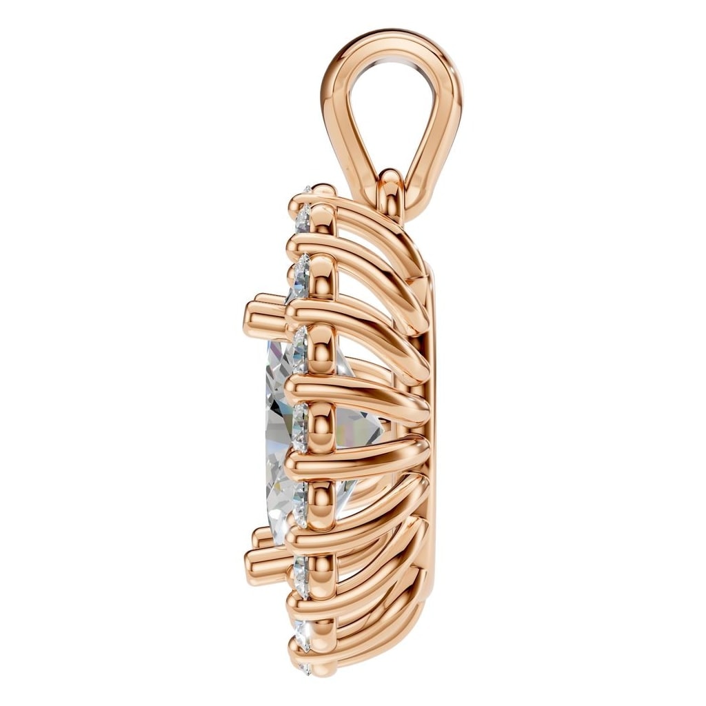 THE ZIOR PE-3656 Oval Halo – Roségold mit Diamantbesatz