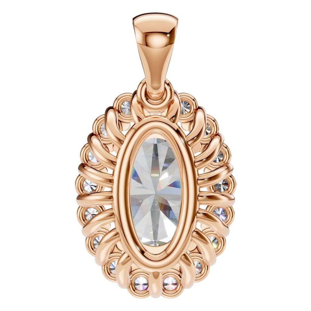 THE ZIOR PE-3656 Oval Halo – Roségold mit Diamantbesatz
