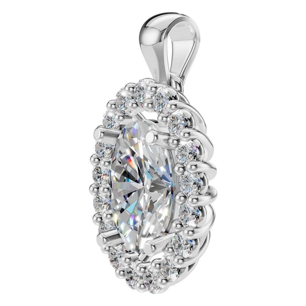 THE ZIOR PE-3656 Oval Halo – Weißgold mit Diamantbesatz