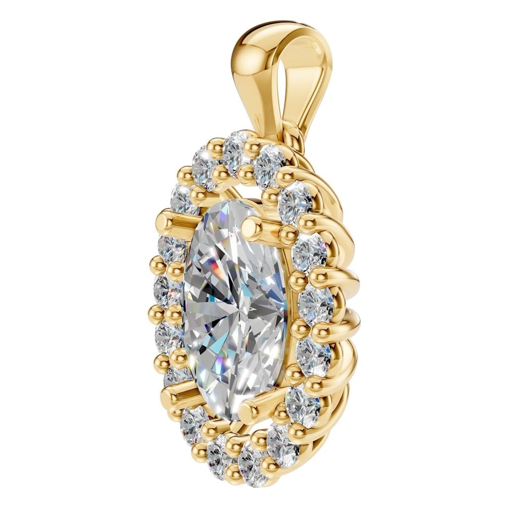 THE ZIOR PE-3656 Oval Halo – Gelbgold mit Diamantbesatz