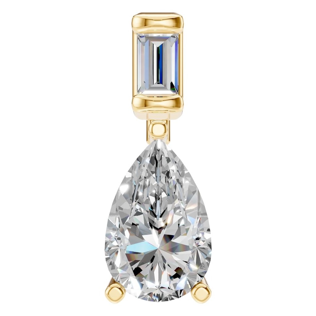 THE ZIOR PE-5885 Pear Two Stone – Gelbgold mit Diamantbesatz