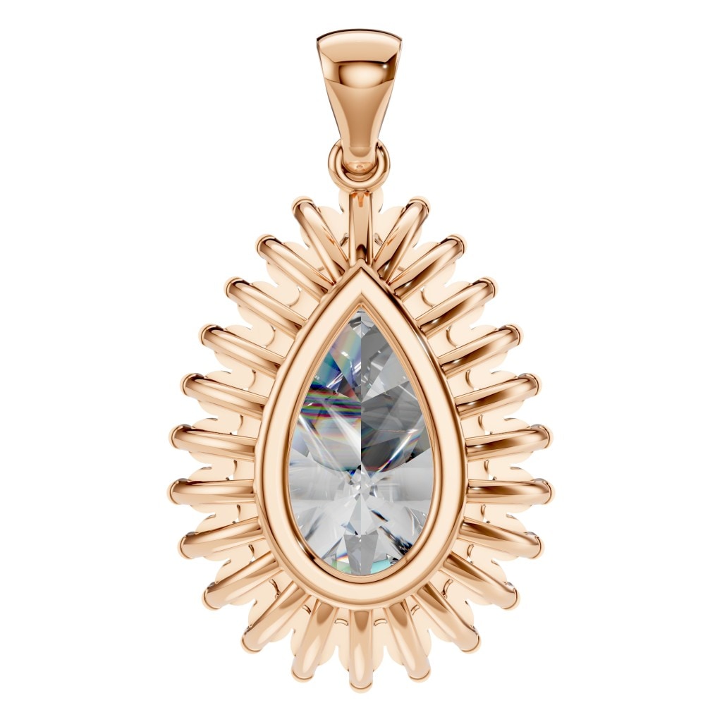 THE ZIOR PE-5895 Pear Split Shank Halo – Roségold mit Diamantbesatz